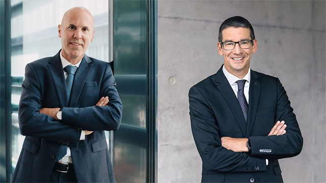 Das Bild zeigt Dr. Alexander Orellano, Head of Division Technology Systems bei Rohde & Schwarz (links), und Dr. Hagen Zimer, Chief Executive Officer Laser Technology bei TRUMPF (rechts). Beide Unternehmen kooperieren im Bereich Drohnenabwehrsysteme für Behörden und kritische Infrastrukturen. Copyright: Rohde & Schwarz & TRUMPF