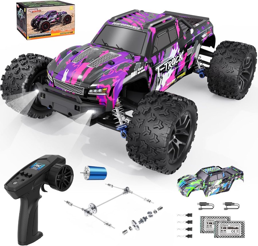 Lila HAIBOXING 1:18 Brushless-Truck mit Fernsteuerung, Ersatzkarosserie, Motor und Ersatzteilen