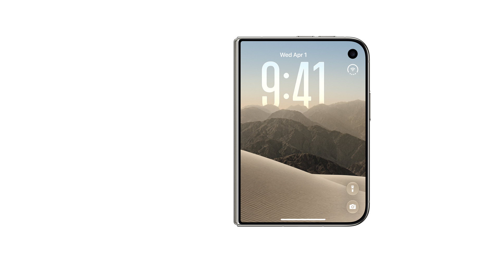 iPhone Duo: Außendisplay mit Uhrzeit und Landschaft