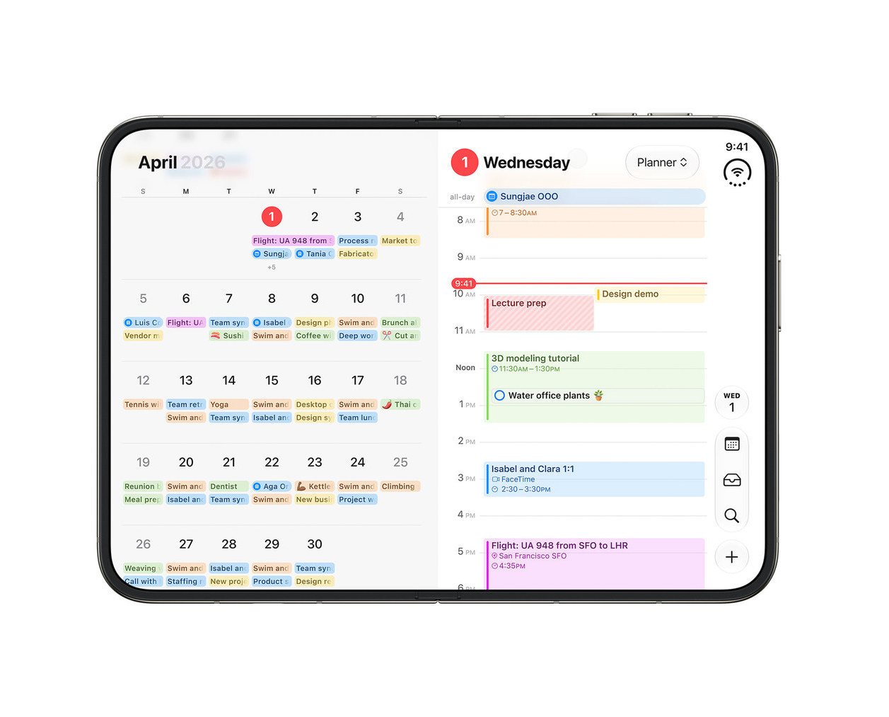 iPhone Duo: Kalender auf dem großen Display im Querformat