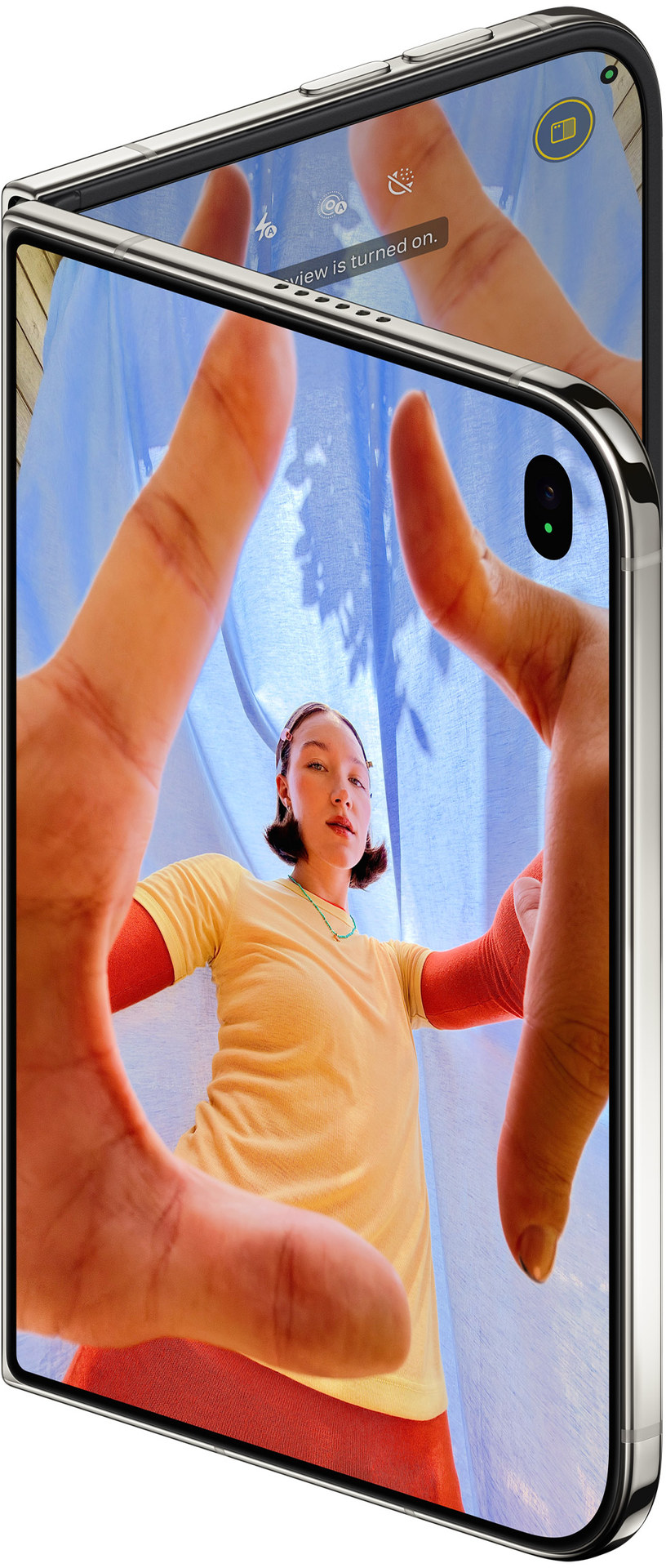 iPhone Duo: Frontkamera und inneres Display in Sternenweiß