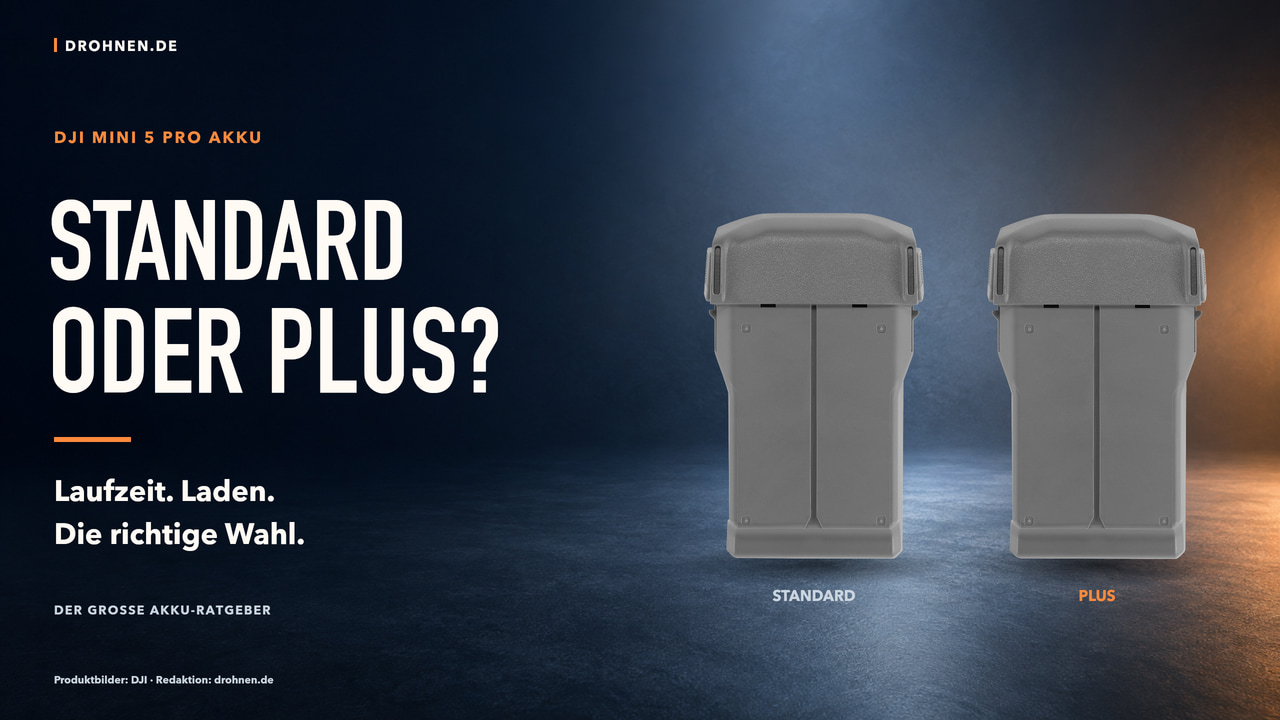 Standardakku und Intelligent Flight Battery Plus der DJI Mini 5 Pro im Vergleich