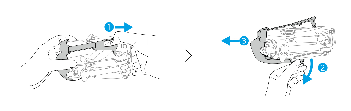 Aufbewahrungsabdeckung entfernen – Handbuch Zeichnung: Aufbewahrungsabdeckung der DJI Mini 5 Pro entfernen