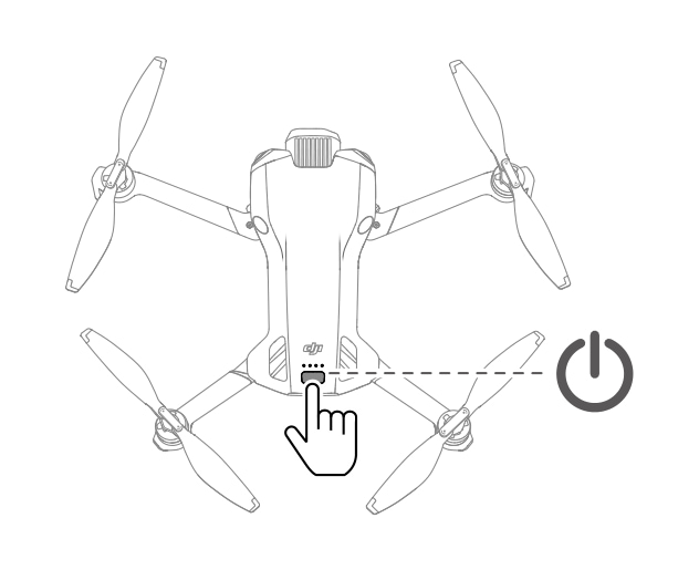Manuelles Ein- und Ausschalten der DJI Mini 5 Pro Zeichnung: manuelles Ein- und Ausschalten der DJI Mini 5 Pro