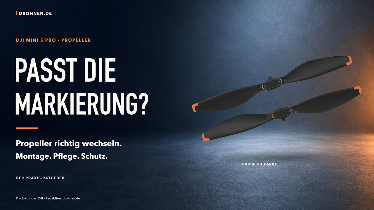 Propellertyp 6028F der DJI Mini 5 Pro mit den Farbmarkierungen A und B