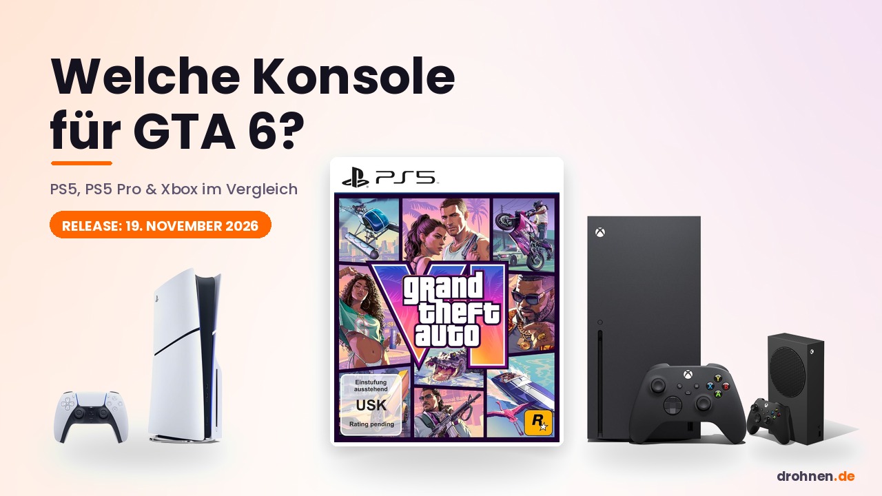 PlayStation 5, PS5 Pro, Xbox Series X und Series S neben dem GTA 6 Cover im Vergleich