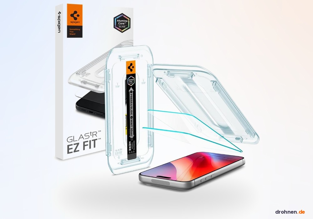 Spigen EZ Fit Panzerglas für iPhone 18 Pro mit Installationsrahmen und iPhone