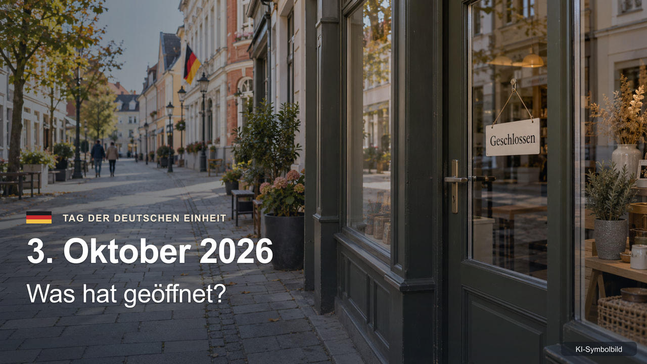 3. Oktober 2026: Welche Geschäfte am Tag der Deutschen Einheit geöffnet haben