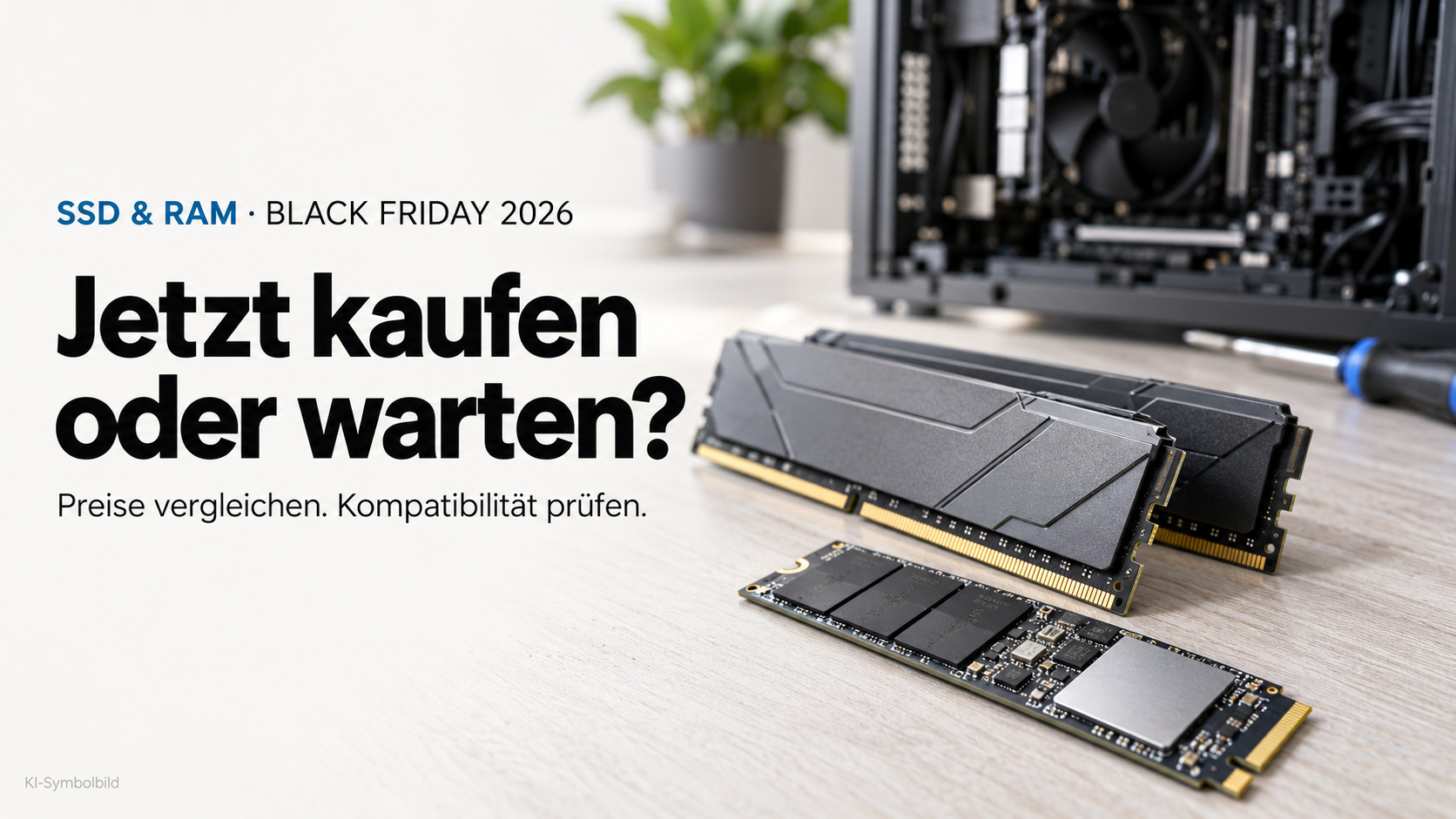 NVMe-SSD und Arbeitsspeicher als Symbolmotiv zur Black-Friday-Kaufentscheidung