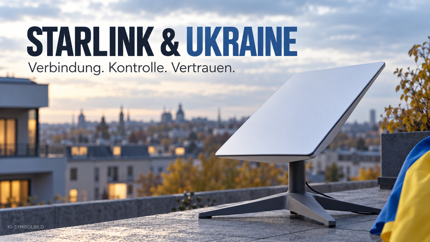 Generisches Satellitenterminal als Symbolmotiv zur Starlink-Debatte über die Ukraine