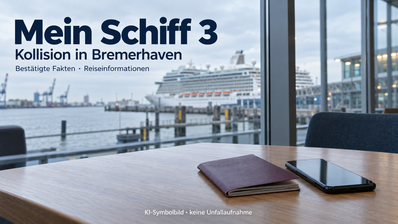 Generisches Kreuzfahrtschiff an einem fiktiven Hafenterminal als Symbolmotiv zur Nachricht