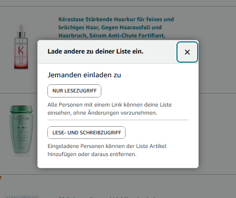 Wunschliste – andere Personen einladen