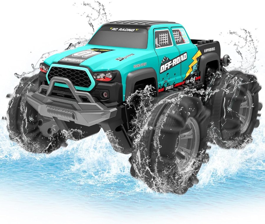 SIVQIKE Amphibien-RC-Auto mit Bausteinplatte, Gestensensor und zwei Akkus