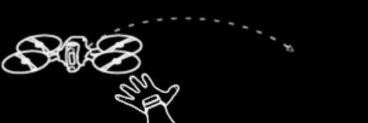 Illustration: Hand bewegt sich seitlich, Antigravity A1 folgt der Geste