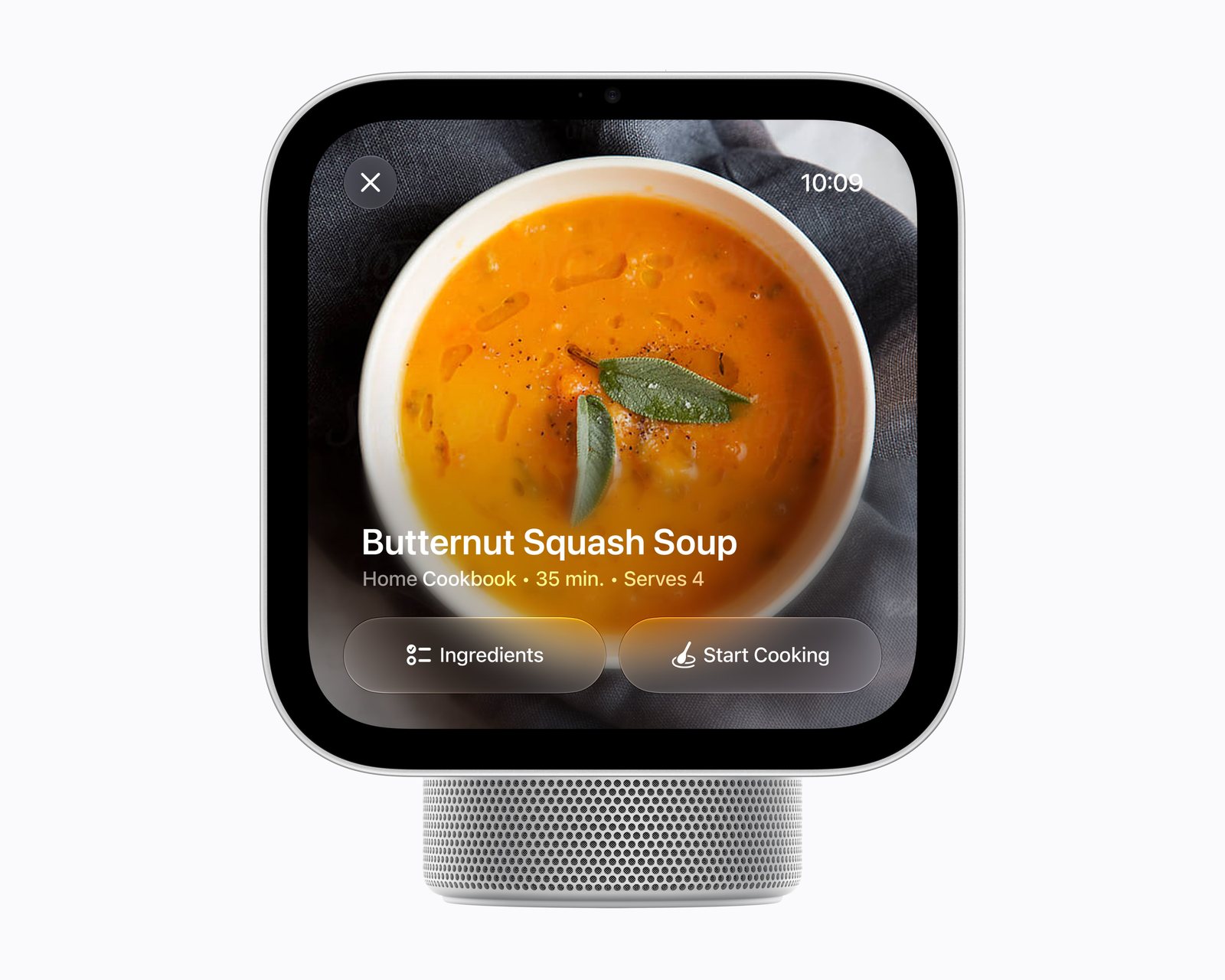 Apple HomeView zeigt ein Rezept für Kürbissuppe