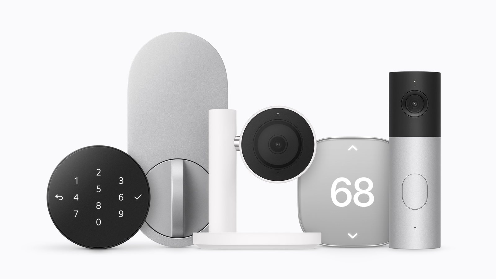 Die Apple Home Collection mit Smart-Home-Kameras, Thermostaten, Türschloss und Sensoren