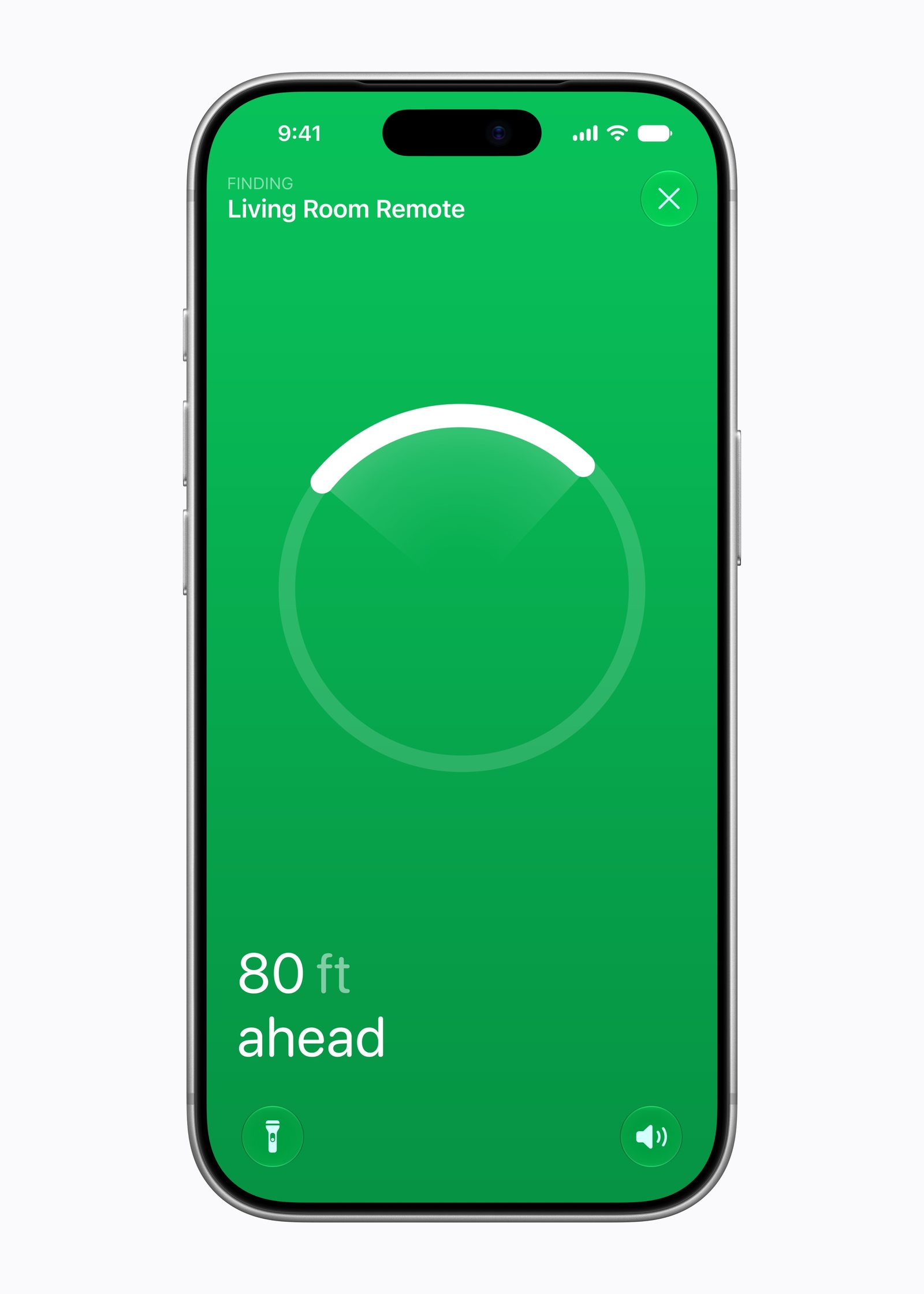 Ein iPhone 18 Pro zeigt die Genaue Suche nach der Siri Remote in der App Wo ist