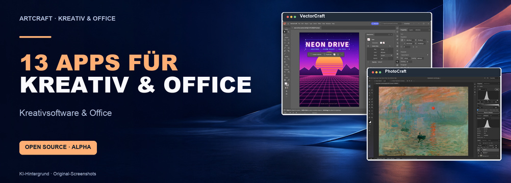 Banner ArtCraft: 13 Apps für Kreativ und Office, Open Source im Alpha-Stadium