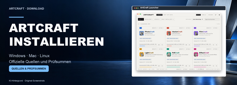 Banner ArtCraft Download: Quellen und Prüfsummen