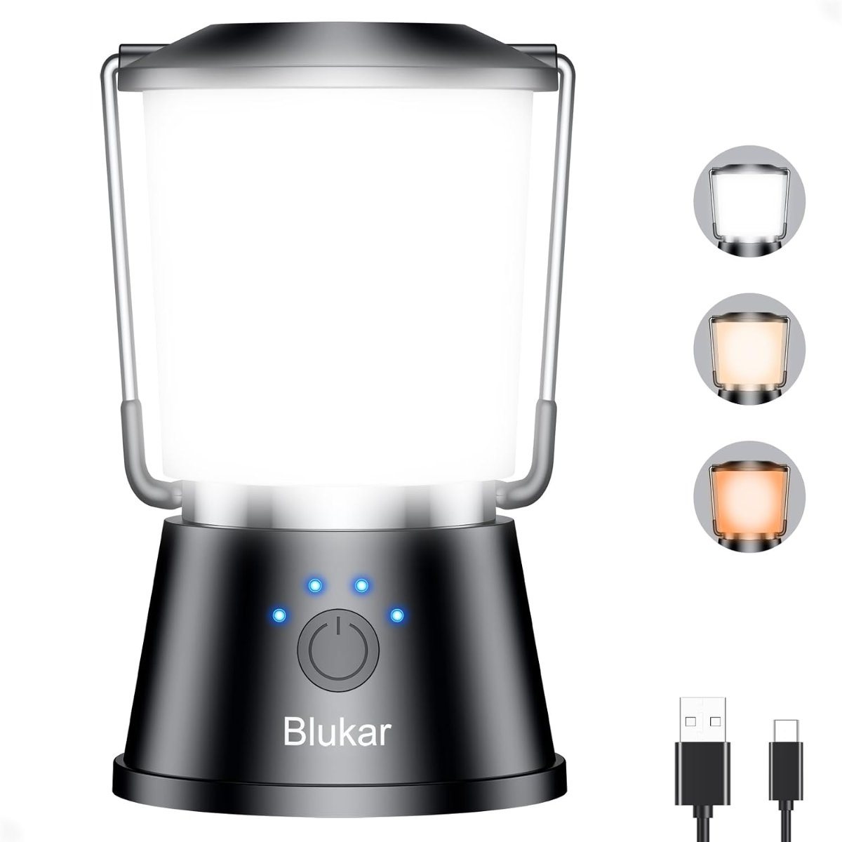 Blukar LED-Campinglampe mit Akku und 360-Grad-Licht
