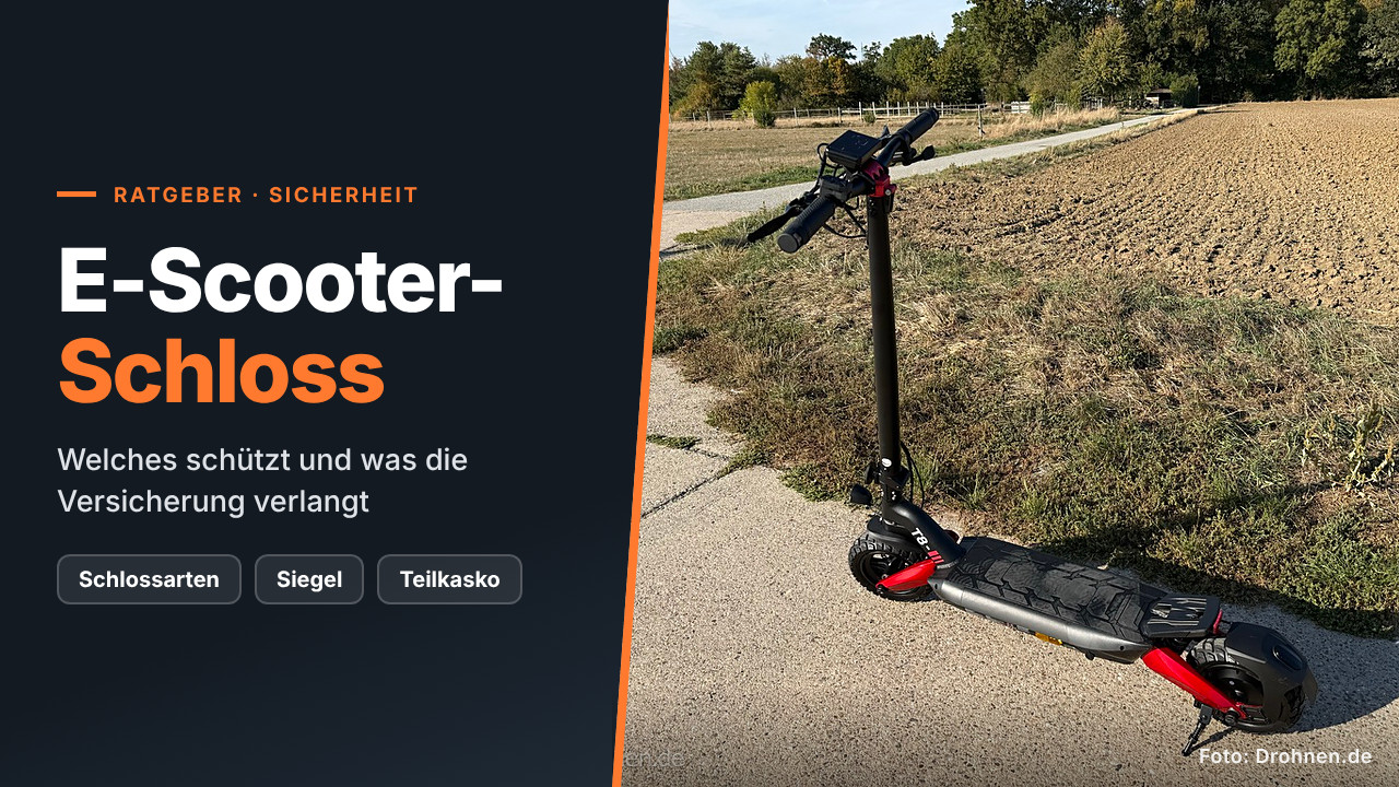 E-Scooter-Schloss – Titelmotiv des Drohnen.de-Ratgebers