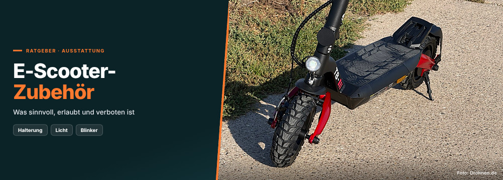 E-Scooter-Zubehör – Banner zum Drohnen.de-Ratgeber