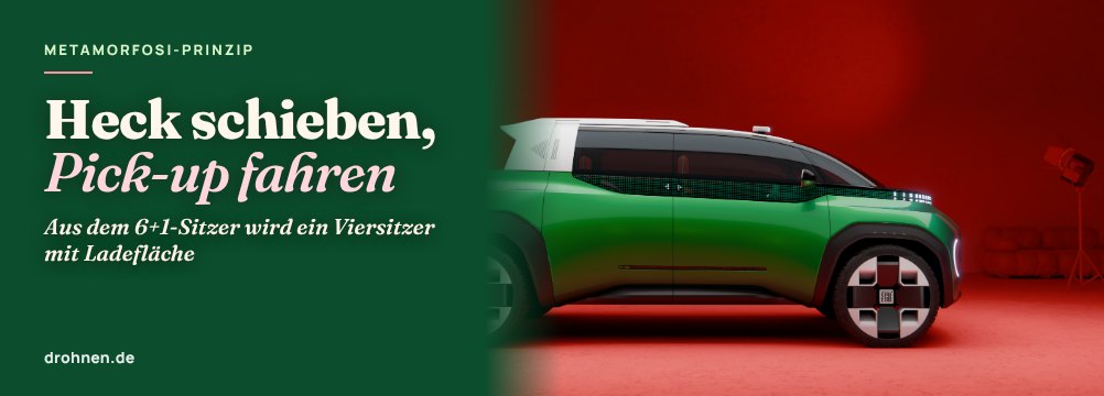 Banner Fiat Multiplay Metamorfosi-Prinzip: Aus dem 6+1-Sitzer wird ein Viersitzer mit Ladefläche