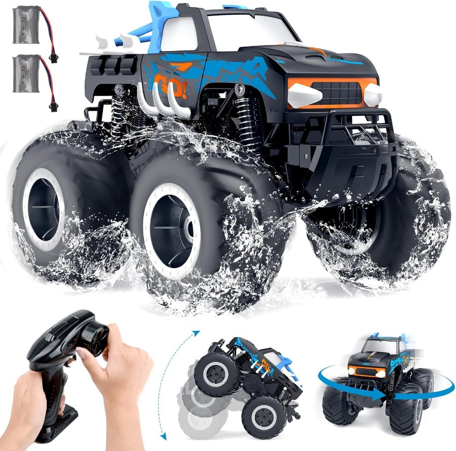 Gindoly Amphibien-RC-Monstertruck mit versiegelter, beidseitig fahrbarer Karosserie