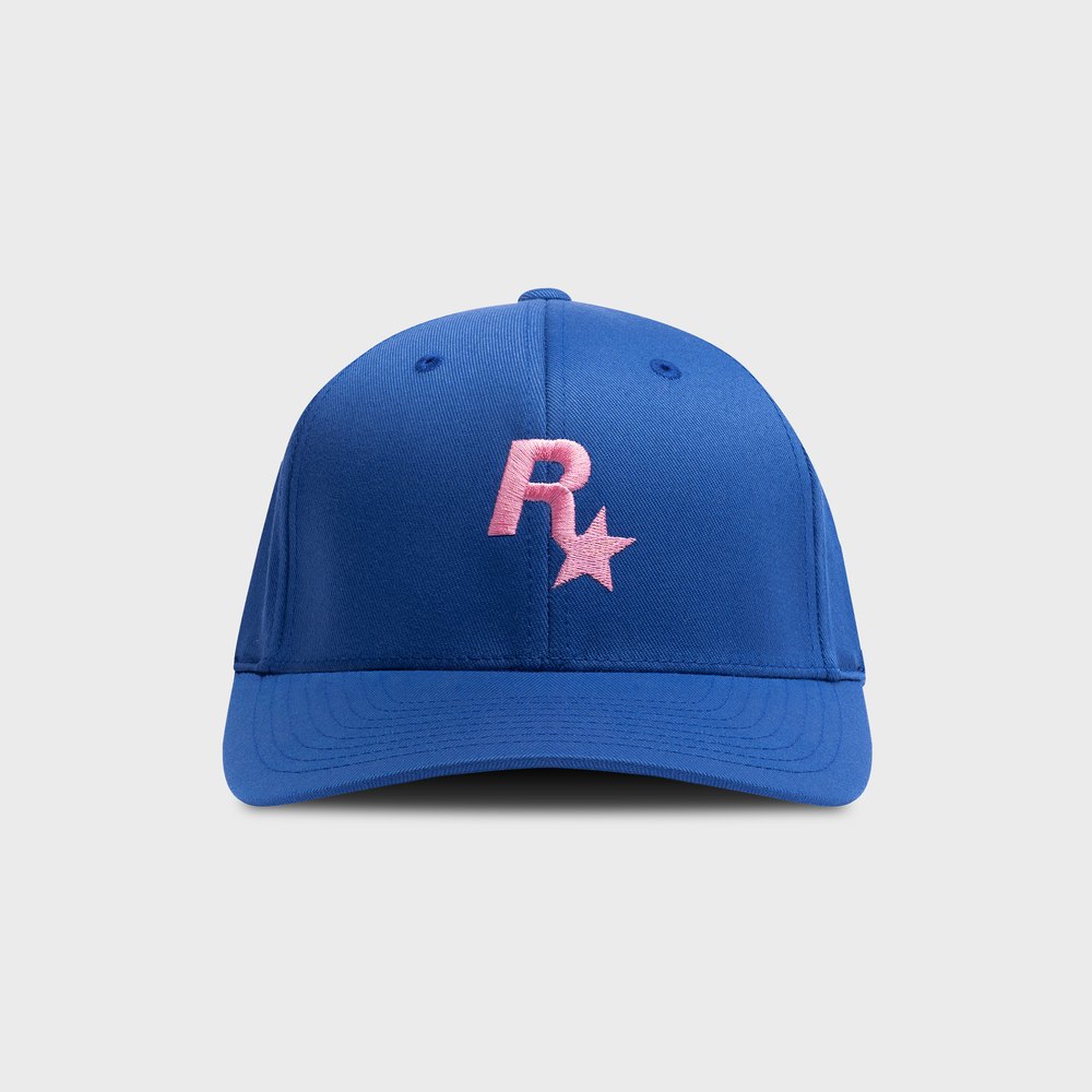Rockstar-Cap in Blau mit pinkem Logo