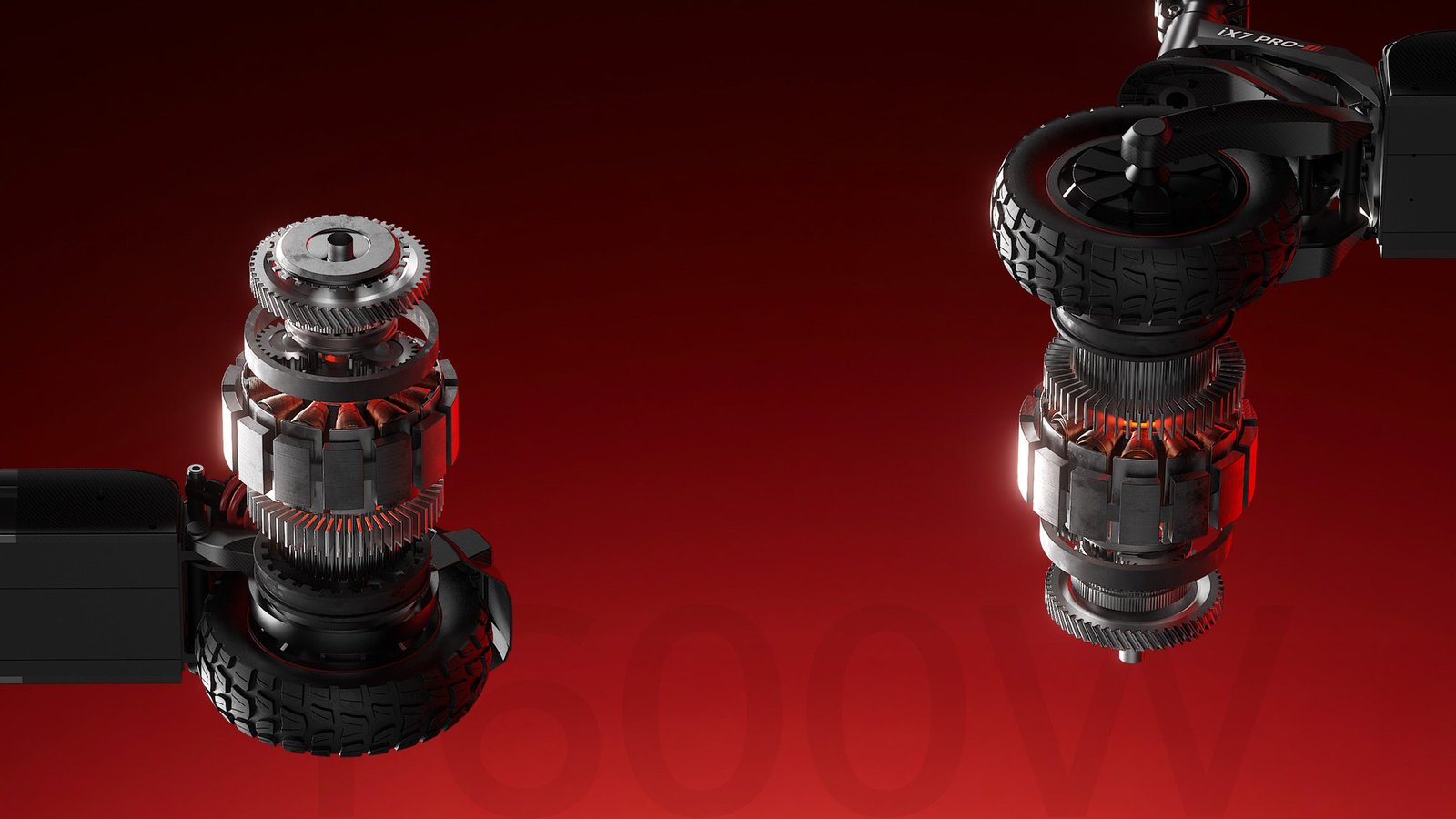 iScooter iX7 Pro – Doppelmotor als technische Illustration – Querformat