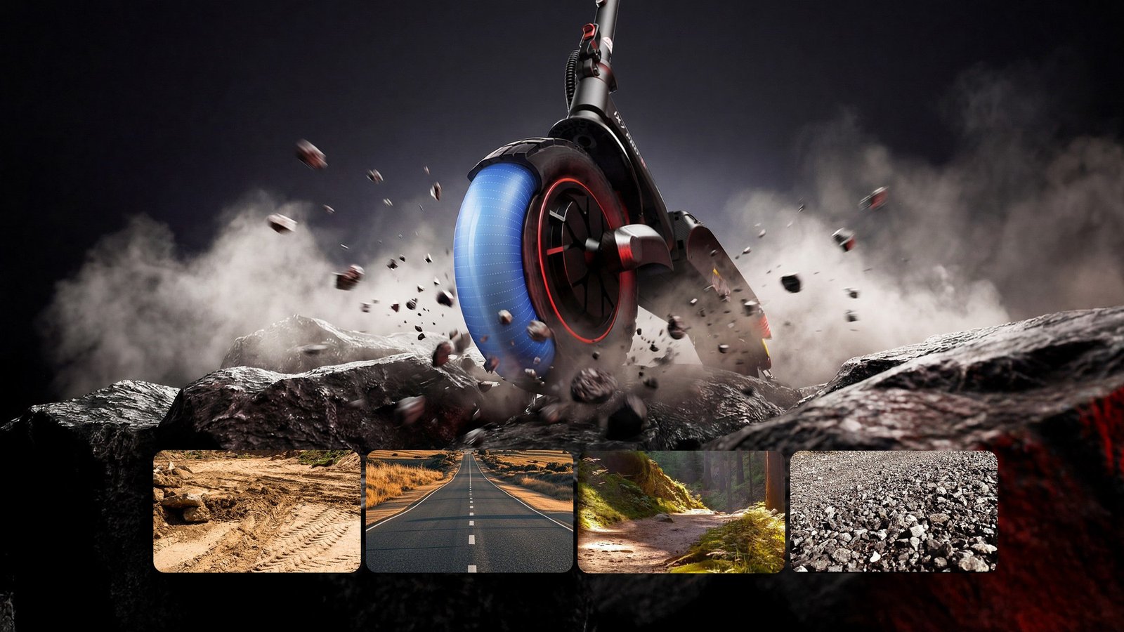 iScooter iX7 Pro – Offroad-Reifen mit Geländemotiven – Querformat