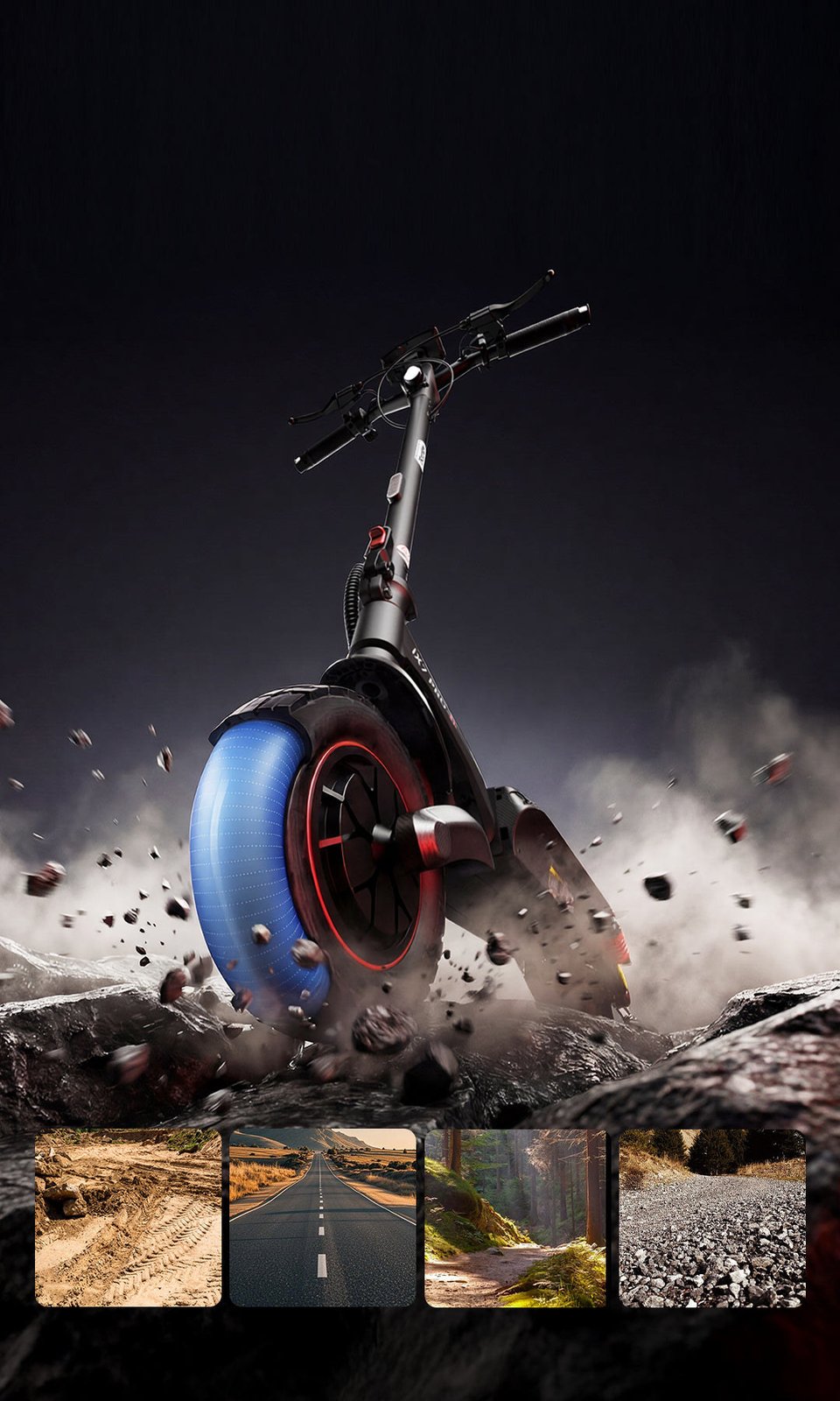 iScooter iX7 Pro – Offroad-Reifen mit Geländemotiven – Hochformat