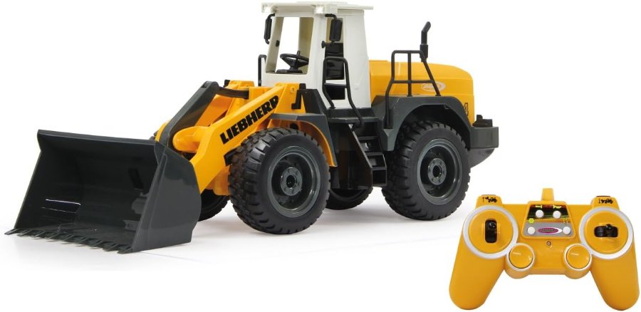 Jamara Radlader Liebherr 564 im Maßstab 1:20 mit Schaufel und gelber Fernsteuerung