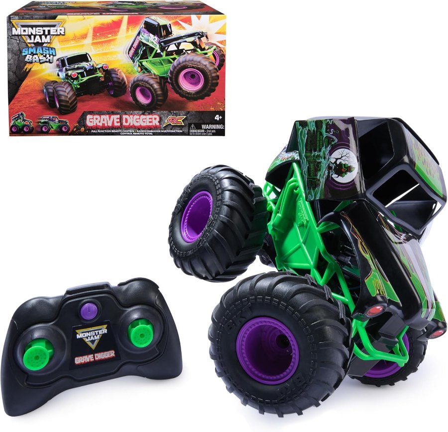 Monster Jam Smash 'n Bash Grave Digger RC-Monstertruck mit Fernbedienung