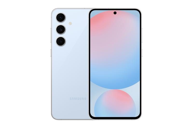 Samsung Galaxy S24 FE Vorder- und Rückseite in Blau