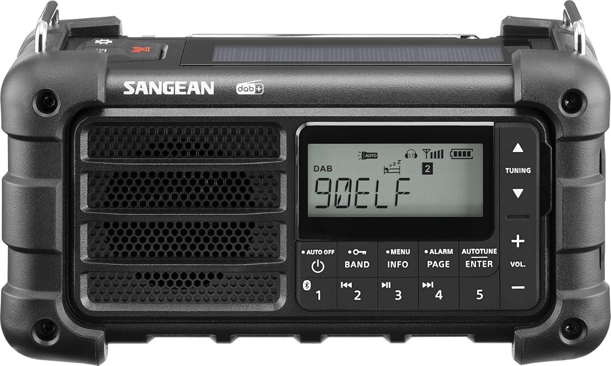 Sangean MMR-99 DAB Notfallradio in Schwarz mit Display, Solarzelle und Kurbel